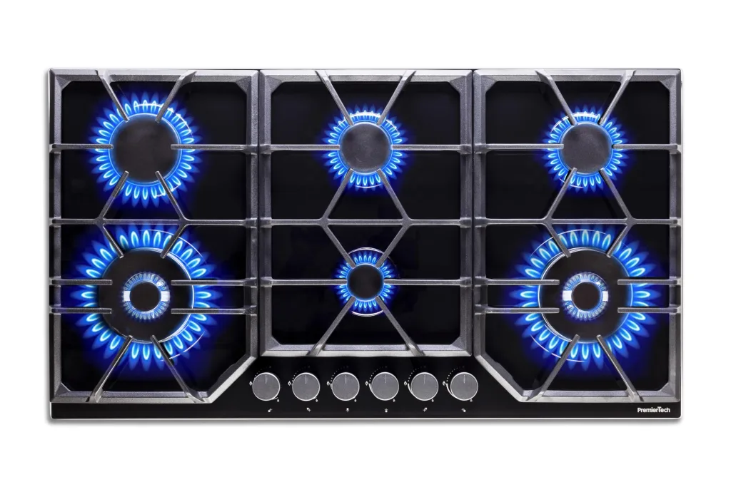 PremierTech PC906G Piano Cottura a Gas a 6 fuochi da 90cm doppio Wok in Vetro Nero PremierTech PC906G Piano Cottura a Gas a 6 fuochi da 90cm doppio Wok in Vetro Nero