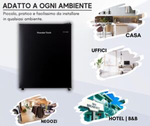 PremierTech Mini Frigo Bar 36 Litri Frigo Hotel Frigo Ufficio Classe E Nero PT-F36B