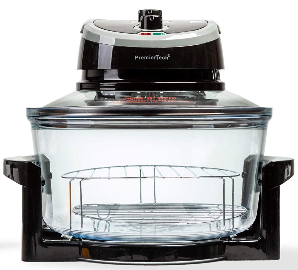 PremierTech PT-FA12B Forno Alogeno ad Aria Ventilato 17 litri 1400 watt cuoce senza olio (nero)