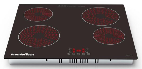 PT-PC4C PremierTech Piano Cottura 4 Fuochi Vetroceramica 60cm Elettrico da incasso Display Led Touch Control