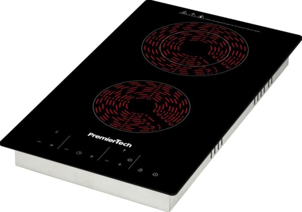 PT-PC2C PremierTech Piano Cottura Vetroceramica 30cm Elettrico 2 Fuochi Display Led Touch Control