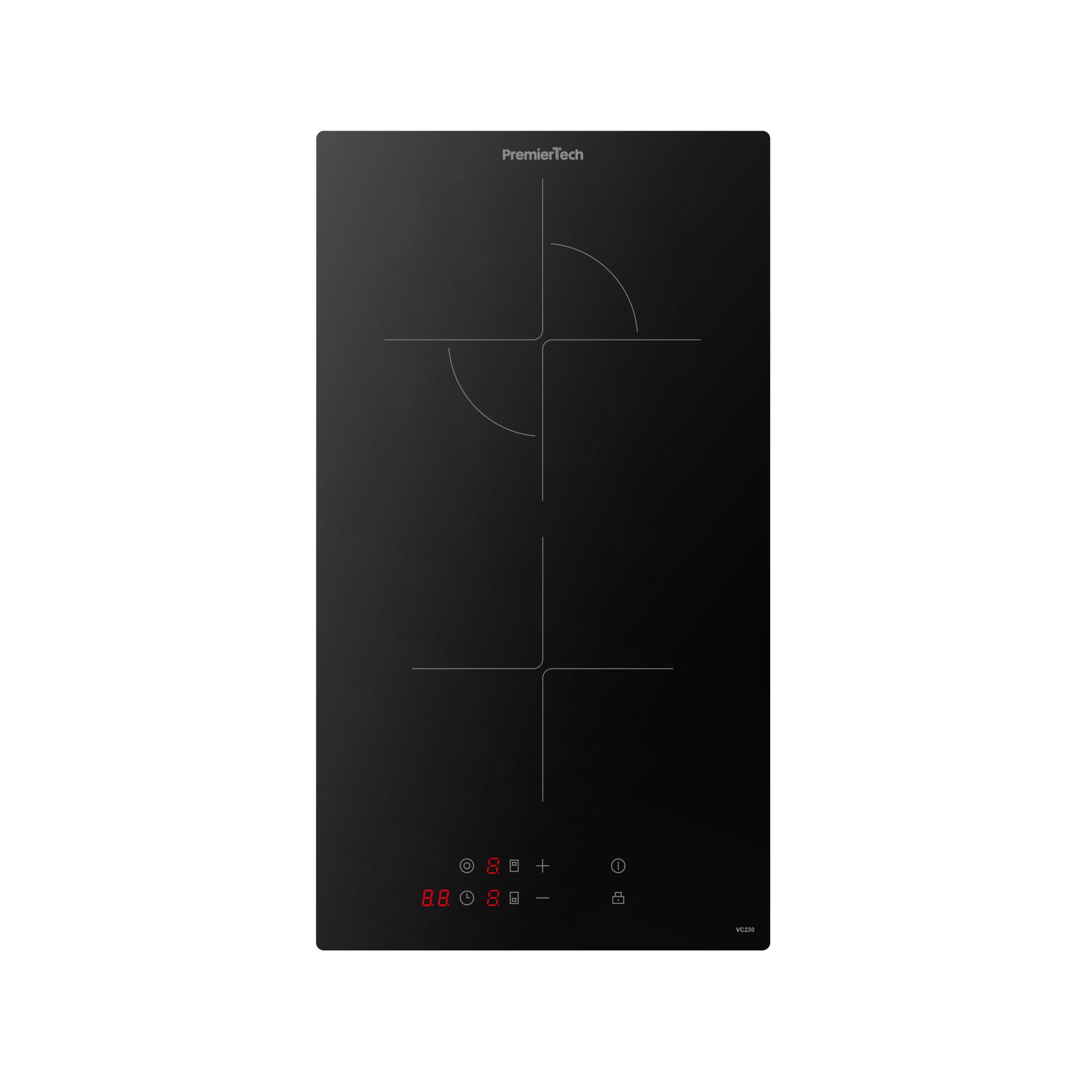 PremierTech Piano Cottura Vetroceramica da Incasso, 2 Zone Fuochi da 30cm, Display Led, Touch Control, Timer, Blocco Sicurezza, Nero, Regolazione Livelli, VC230