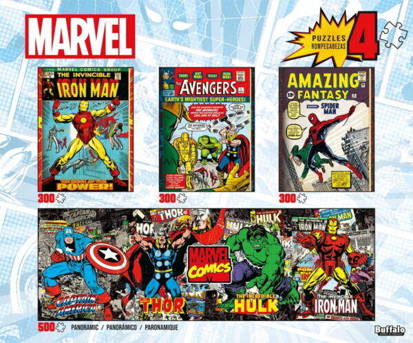 Buffalo Games Marvel Comics – Set di puzzle Marvel 4 in 1